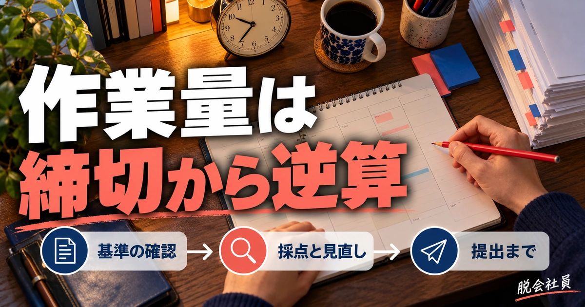 作業量は:締切から逆算を写真と図解で説明する生成イメージ