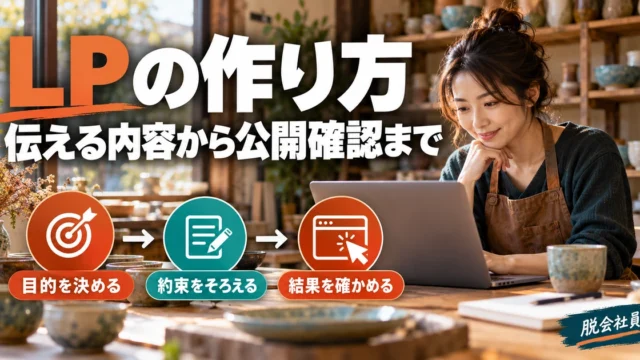 LPの作り方。伝える内容から公開確認までを説明する生成イメージ