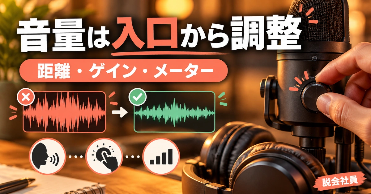 音量は入口から調整を写真と図解で説明する生成イメージ