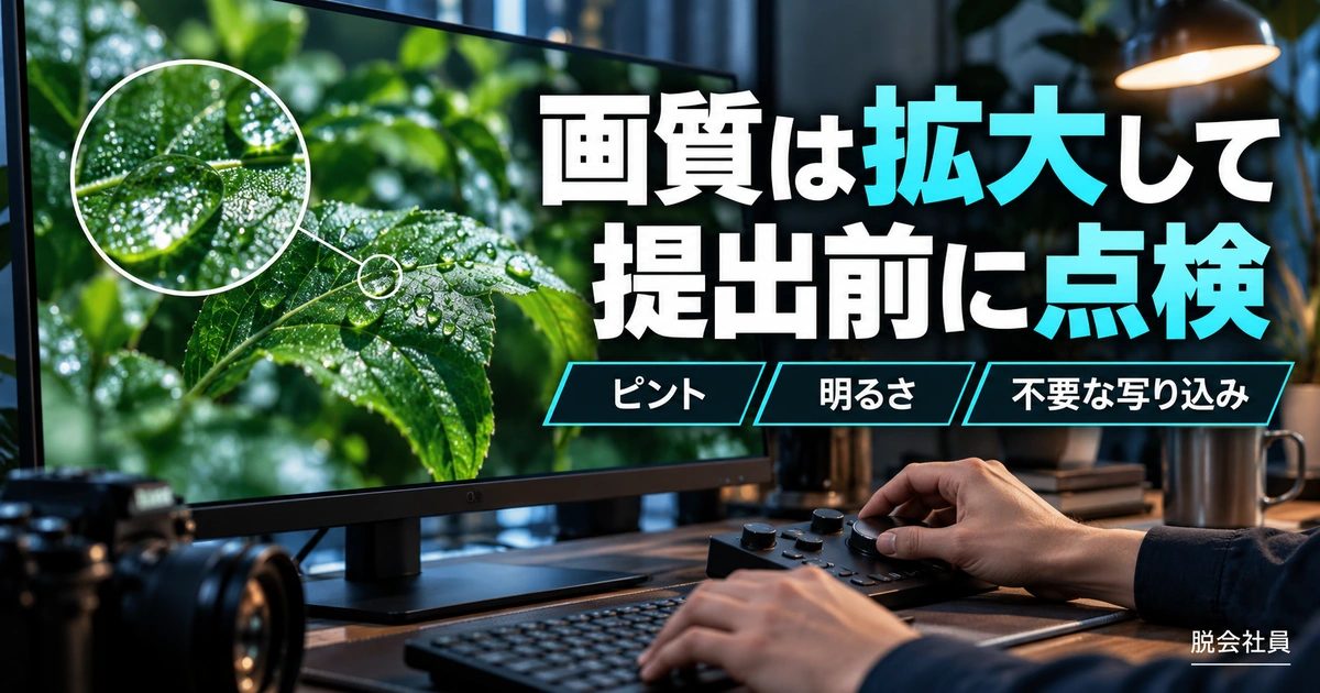 画質は拡大して:提出前に点検を写真と図解で説明する生成イメージ
