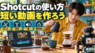Shotcutの使い方。短い動画を作ろうを説明する生成イメージ