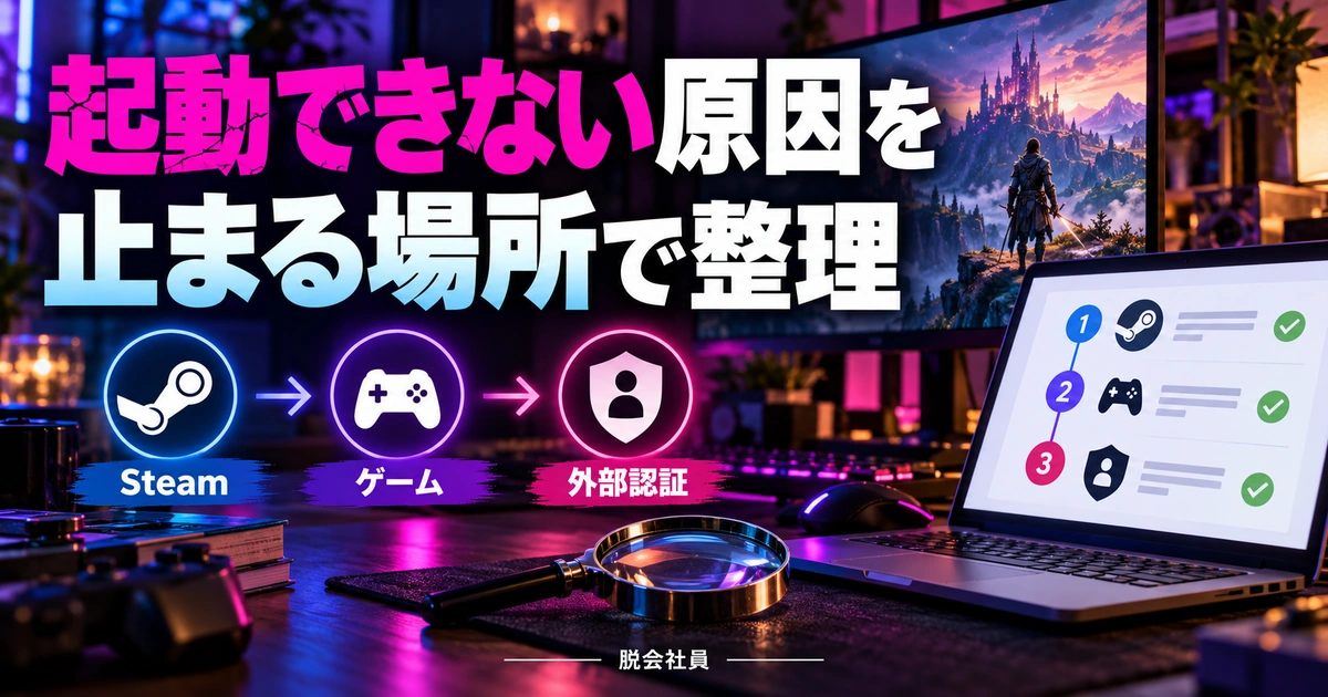 起動できない原因を。止まる場所で整理を説明する生成イメージ