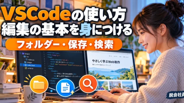 VSCodeの使い方。編集の基本を身につけるを説明する生成イメージ