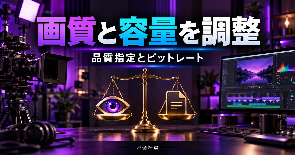 画質と容量を調整を写真と図解で説明する生成イメージ