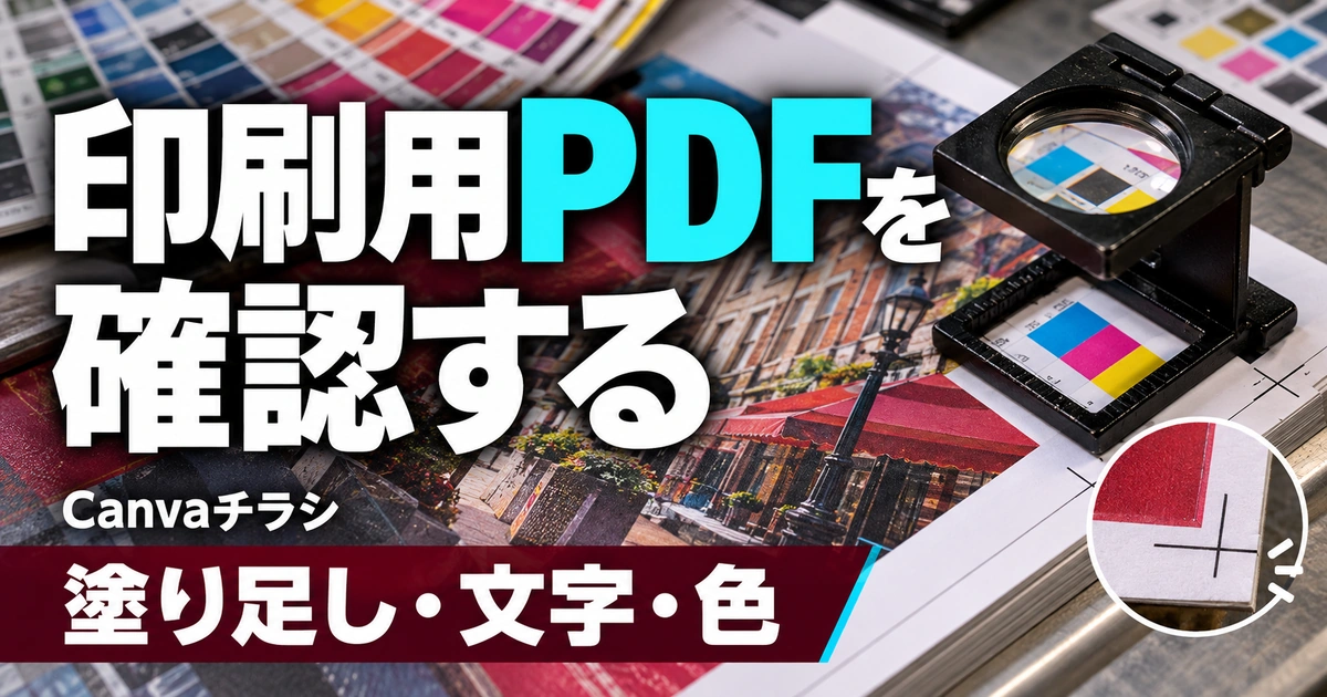 印刷用PDFを準備|塗り足し・文字・色を確認する(説明用生成イメージ)