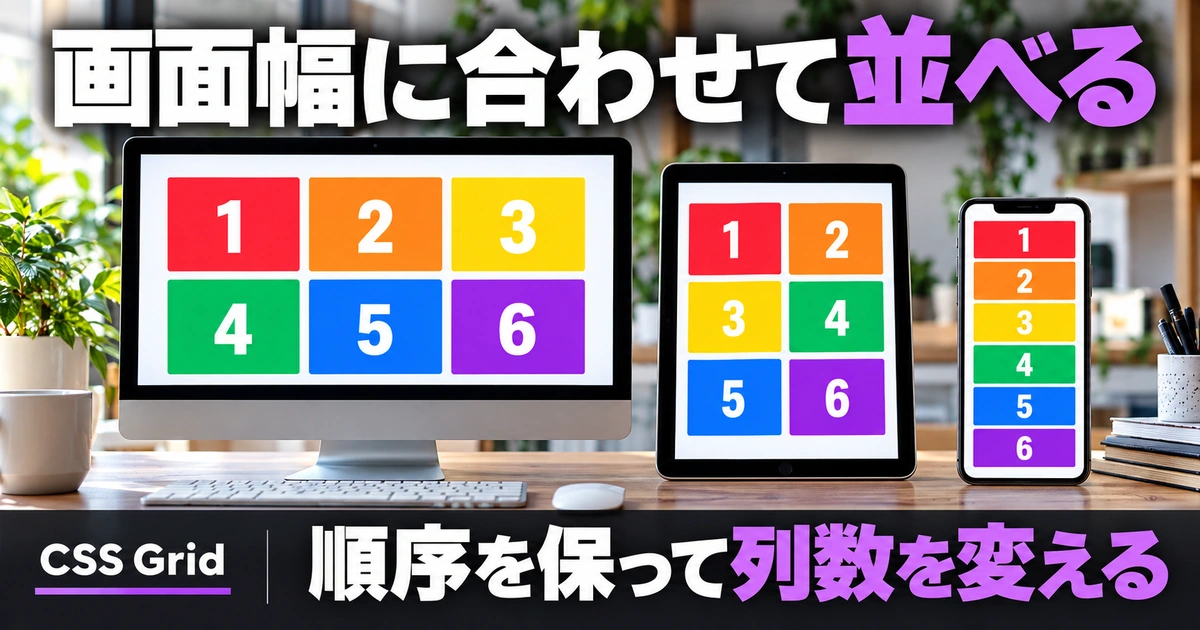 画面幅へ対応する|カード一覧とページ構成を組む(説明用生成イメージ)