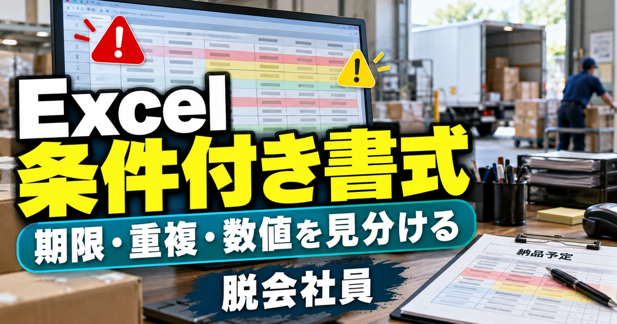 Excel 条件付き書式を示す説明用イメージ