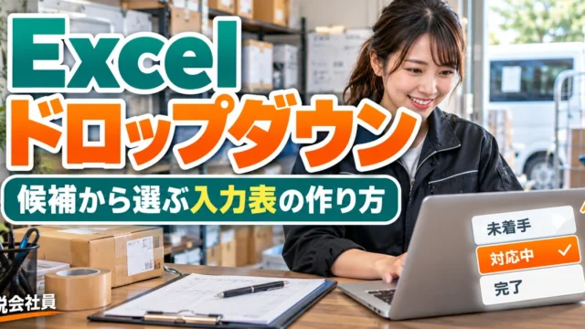 Excel ドロップダウンを示す説明用イメージ