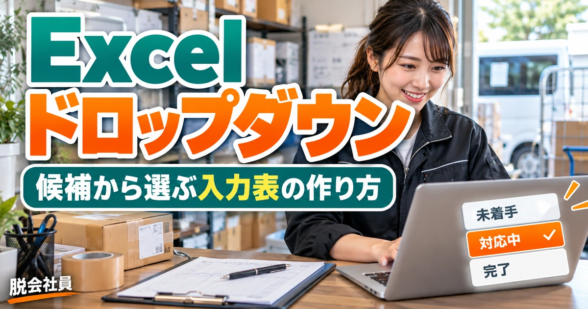 Excel ドロップダウンを示す説明用イメージ