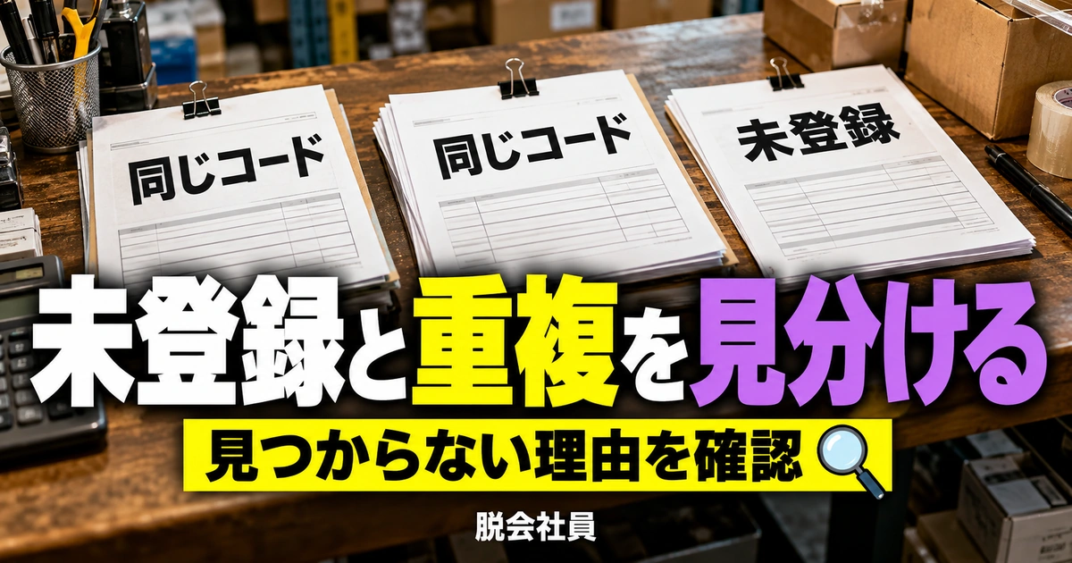 未登録と重複を見分けるを示す説明用イメージ