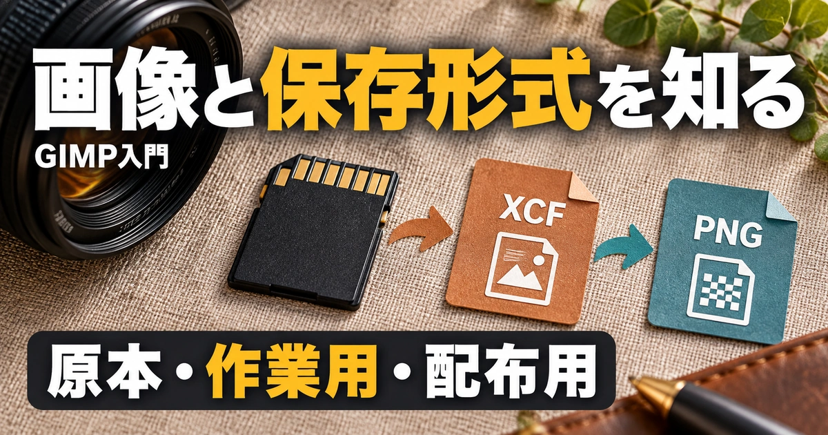 GIMPの使い方を始める|画像・画面・保存形式の基礎(説明用生成イメージ)