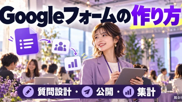 Googleフォームの作り方｜質問設計・回答受付・集計と公開前チェック（説明用生成イメージ）