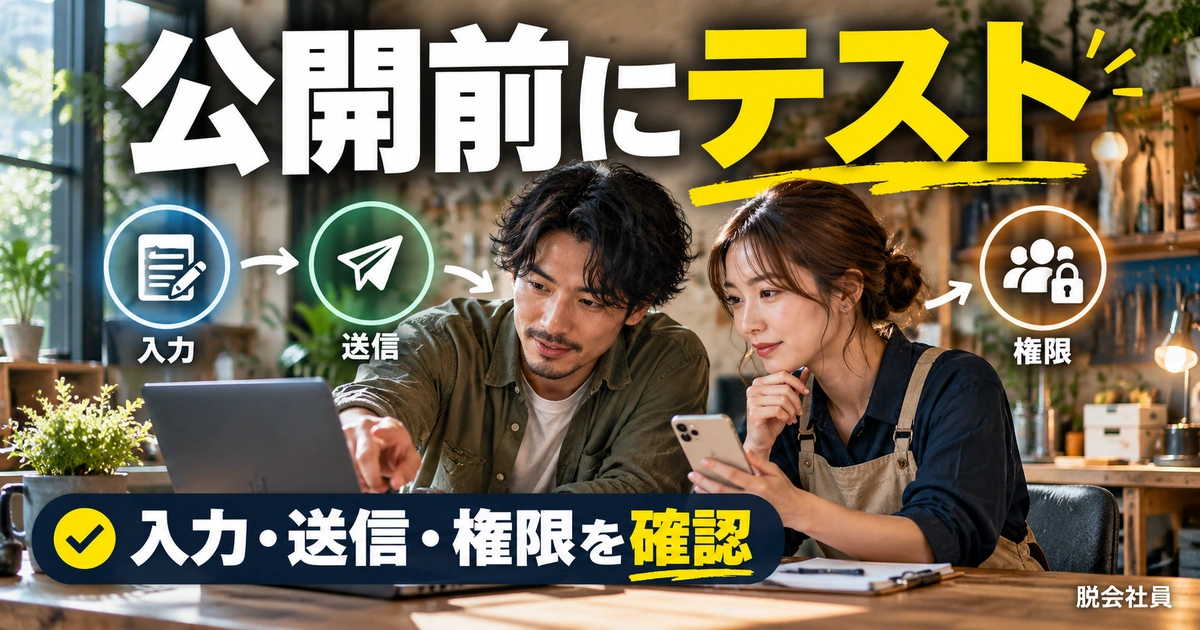 公開前テストと困ったときの切り分け(説明用生成イメージ)
