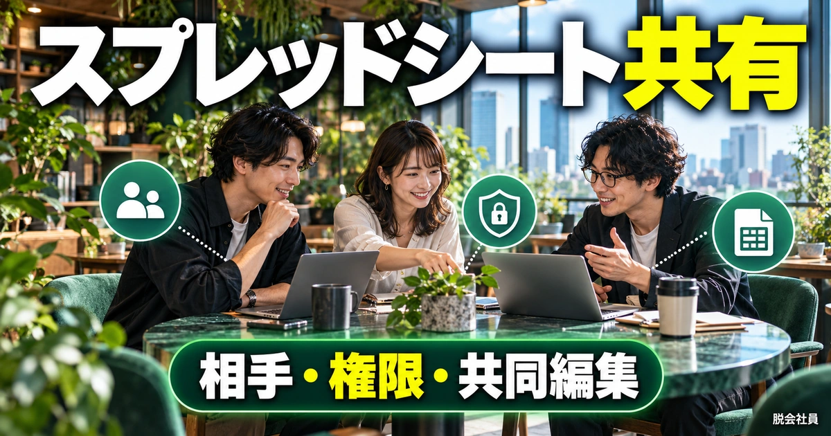 Googleスプレッドシートを共有する方法｜権限・共同編集・渡し方の確認（説明用生成イメージ）