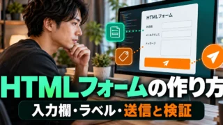 HTMLフォームの作り方｜入力欄・ラベル・送信と検証の基本（説明用生成イメージ）