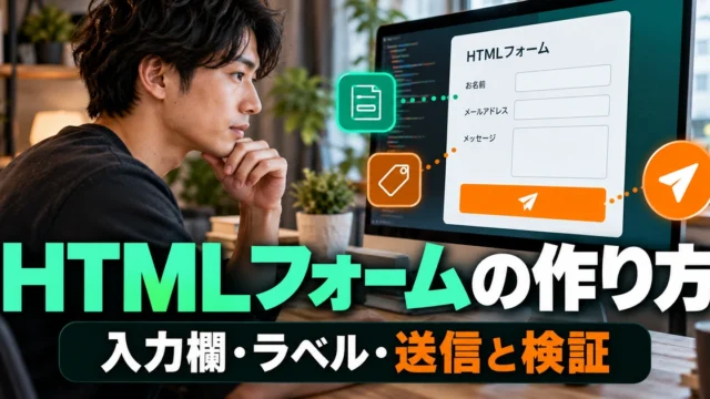 HTMLフォームの作り方｜入力欄・ラベル・送信と検証の基本（説明用生成イメージ）