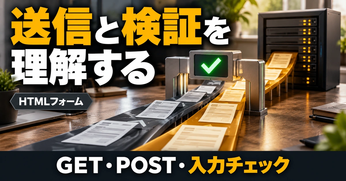 送信と検証を理解する｜GET・POST・ブラウザーとサーバー（説明用生成イメージ）