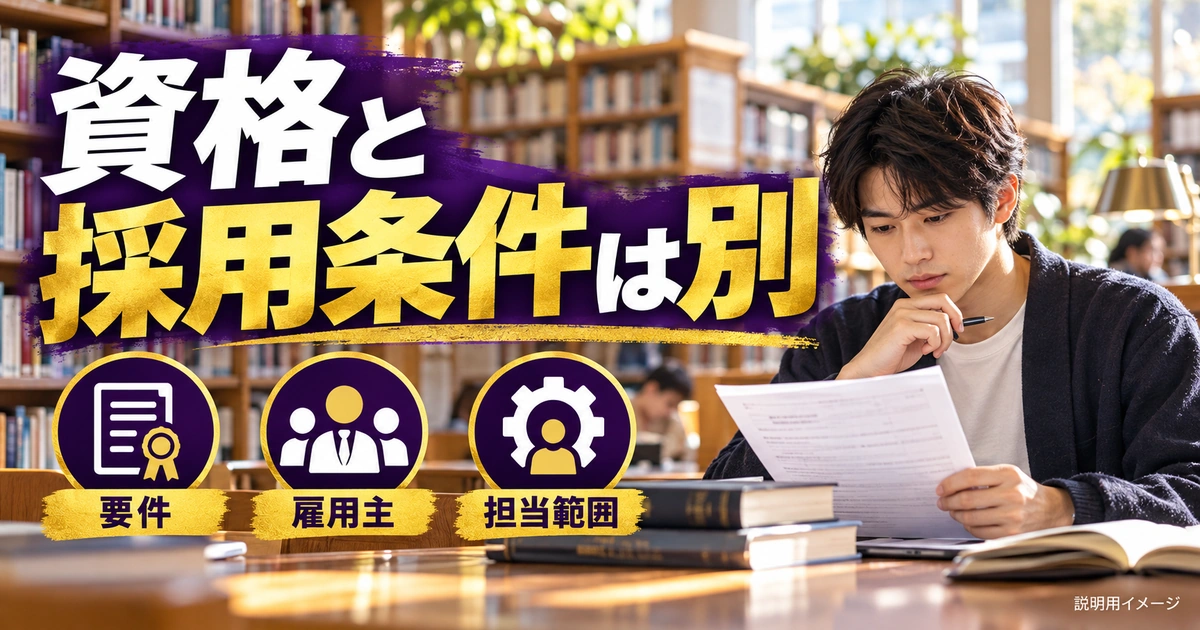 司書資格と採用条件は分けて確認するを説明する生成イメージ