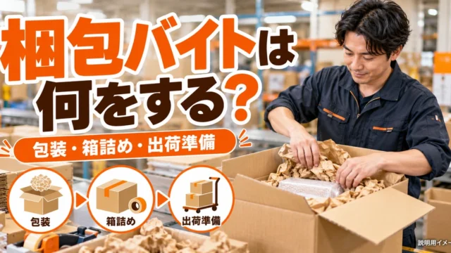 梱包バイトは何をする？包装・箱詰め・出荷準備と求人の確認点を説明する生成イメージ
