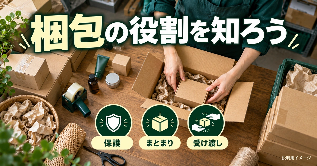 梱包バイトの仕事は、品物を目的に合う状態へまとめることを説明する生成イメージ