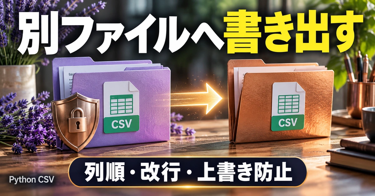 CSVを書き出す|列順・改行・上書き防止の確認(説明用生成イメージ)