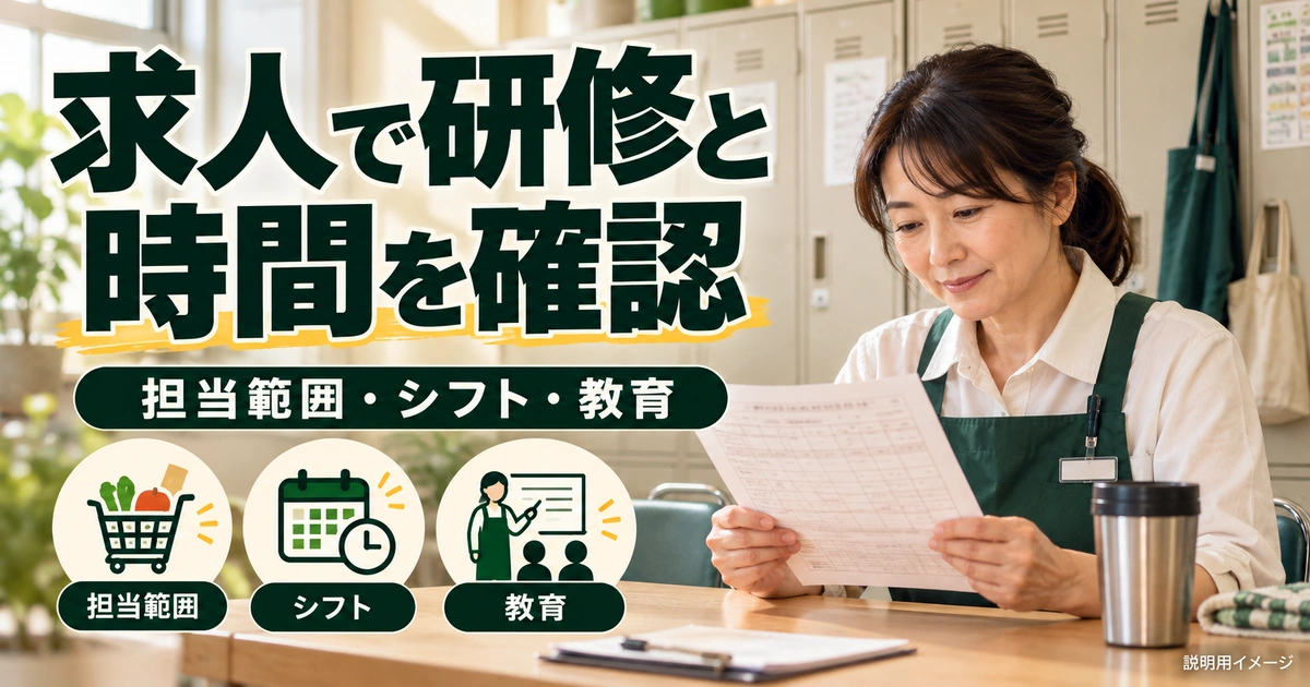 求人は、時間帯・教育・兼務をそろえて読むを説明する生成イメージ