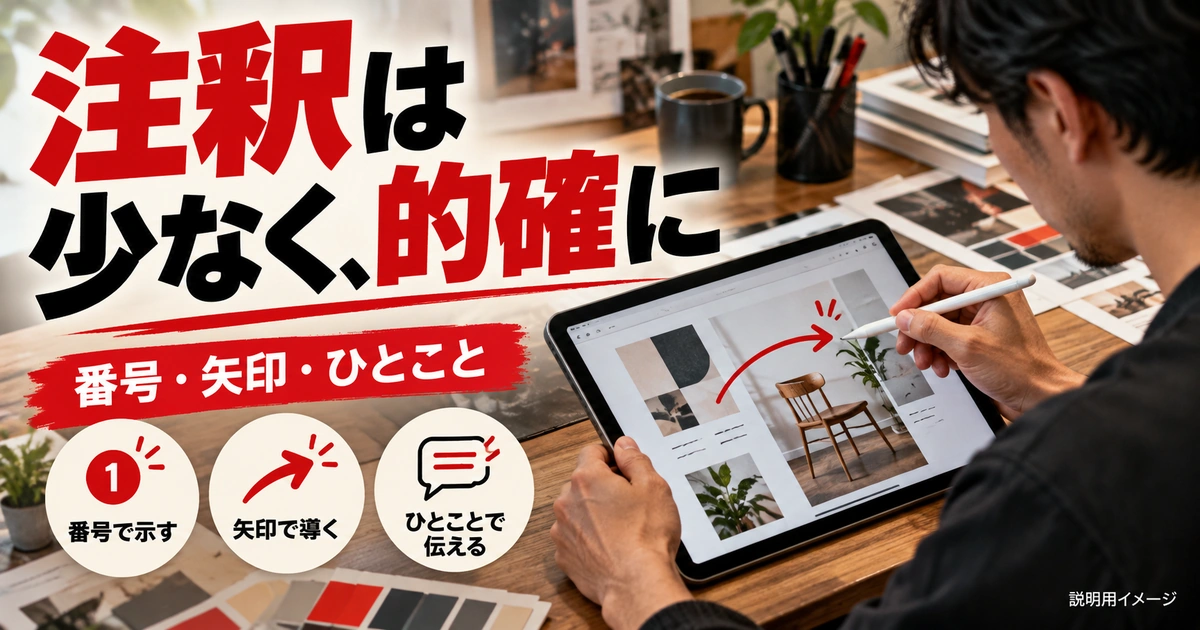注釈は一枚一目的にして、操作の意味を伝えるを説明する生成イメージ