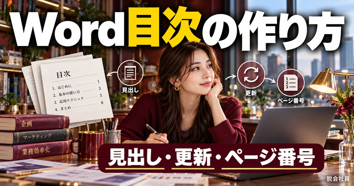 Word目次の作り方｜見出し設定・更新・ページずれの直し方（説明用生成イメージ）