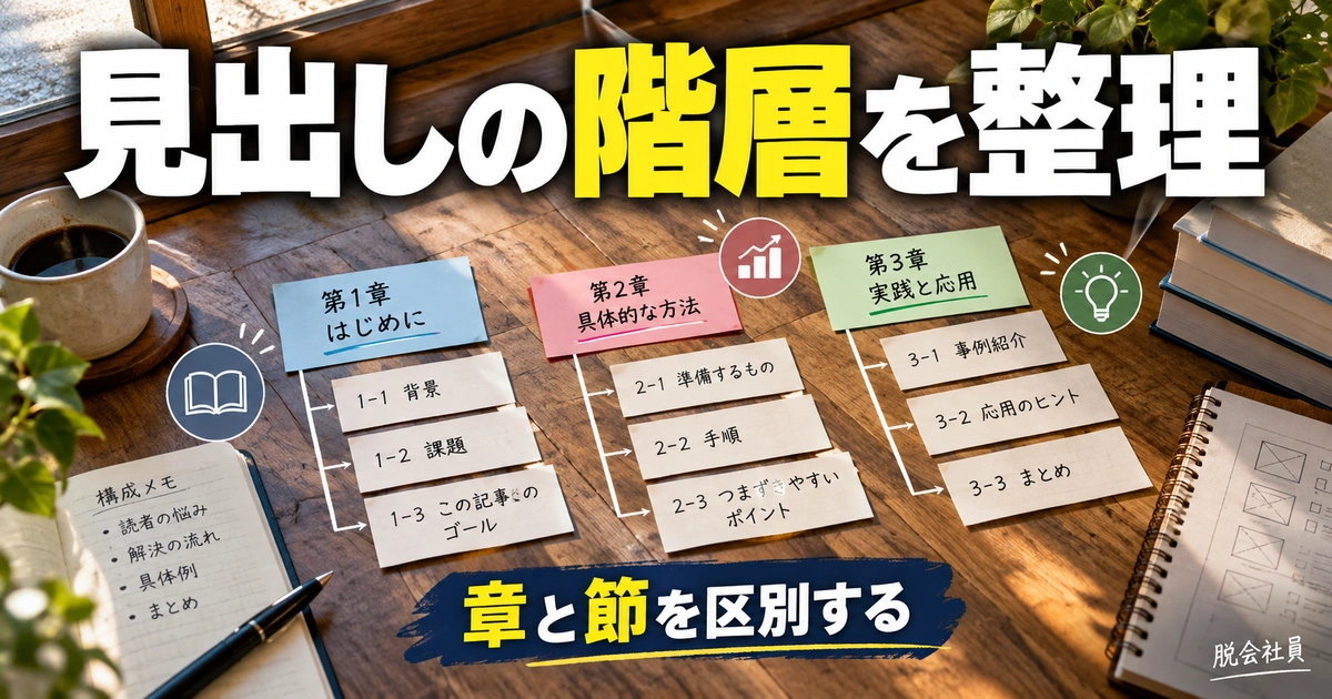 Wordの自動目次は見出しの階層から作る(説明用生成イメージ)