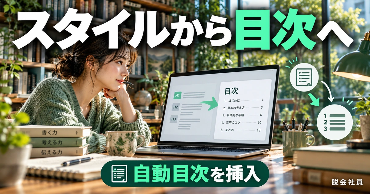 見出しスタイルを設定して目次を挿入する(説明用生成イメージ)