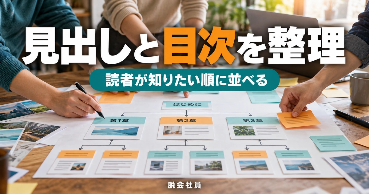 見出しと目次を整理を示す説明用イメージ