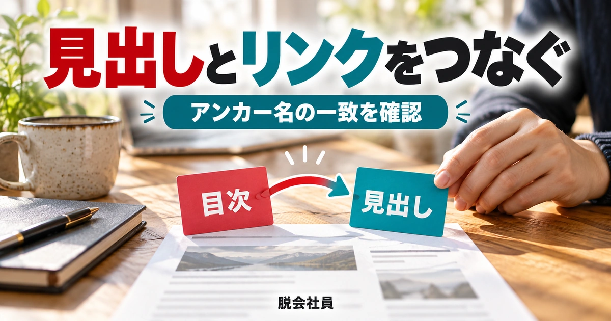 見出しとリンクをつなぐを示す説明用イメージ