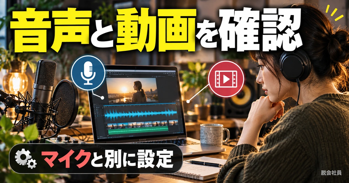 パソコンの音声と動画を共有する(説明用生成イメージ)
