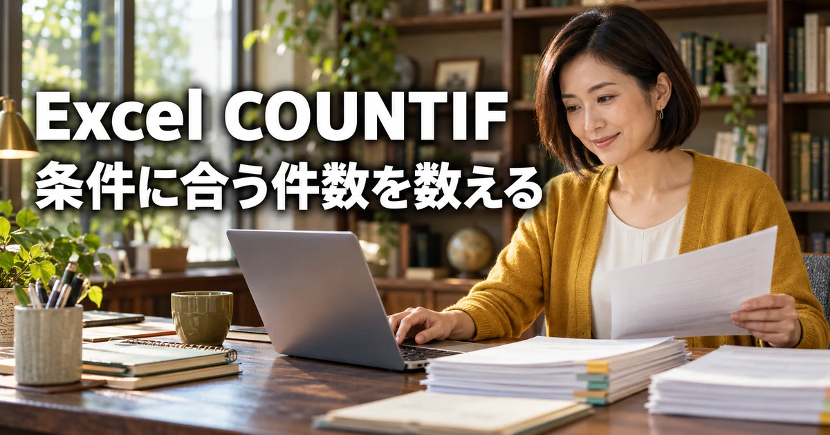 COUNTIFで条件に合う件数を数える事務担当者の説明用生成画像