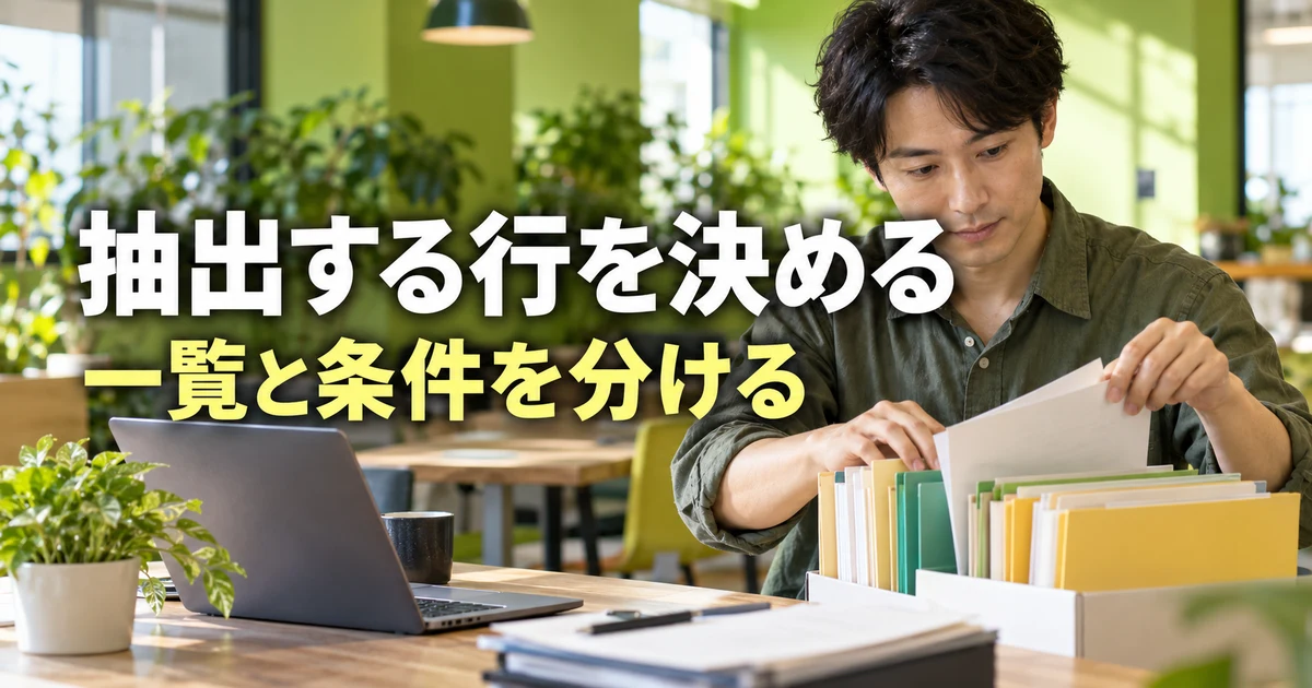 抽出対象の一覧と条件を分けて考える説明用生成画像