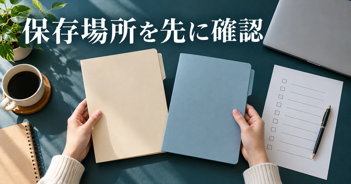 保存場所を先に確認の見出しと、二つのフォルダーを比較する手