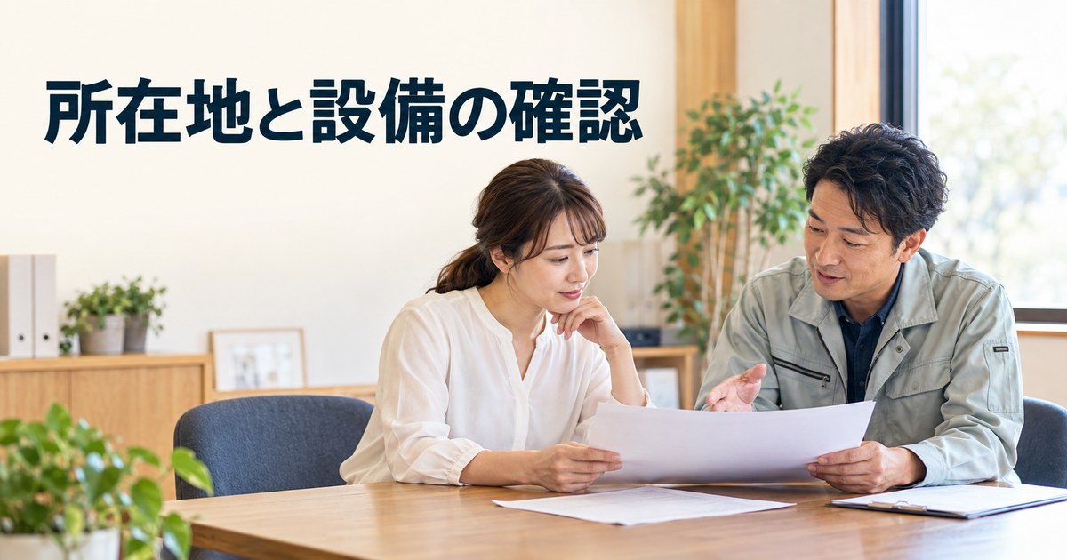 所在地と設備の確認事項を相談する開業準備のイメージ