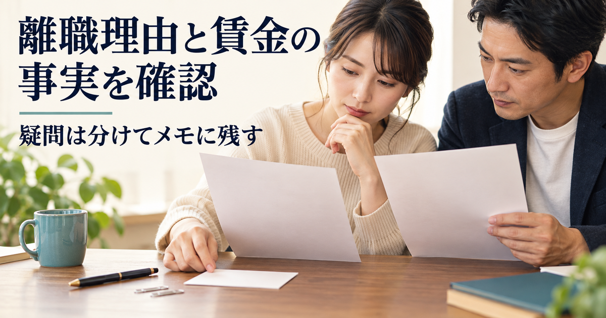 契約書や給与明細の事実と質問を別紙で整理する場面