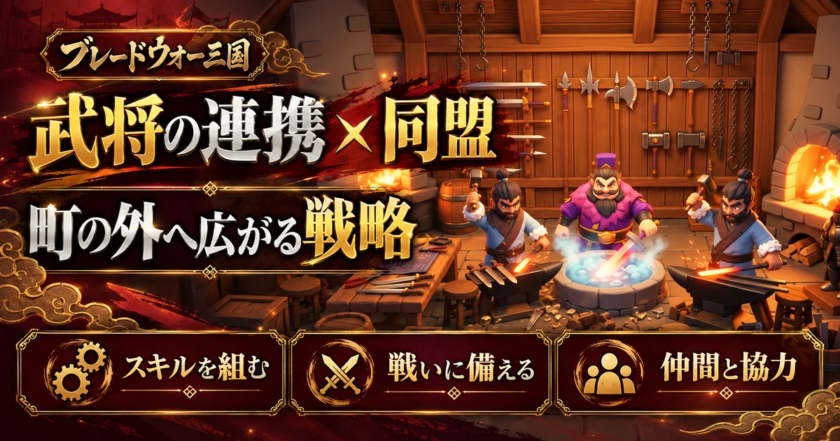 ブレードウォー三国の鍛冶場を背景に武将の連携と同盟の戦略を紹介