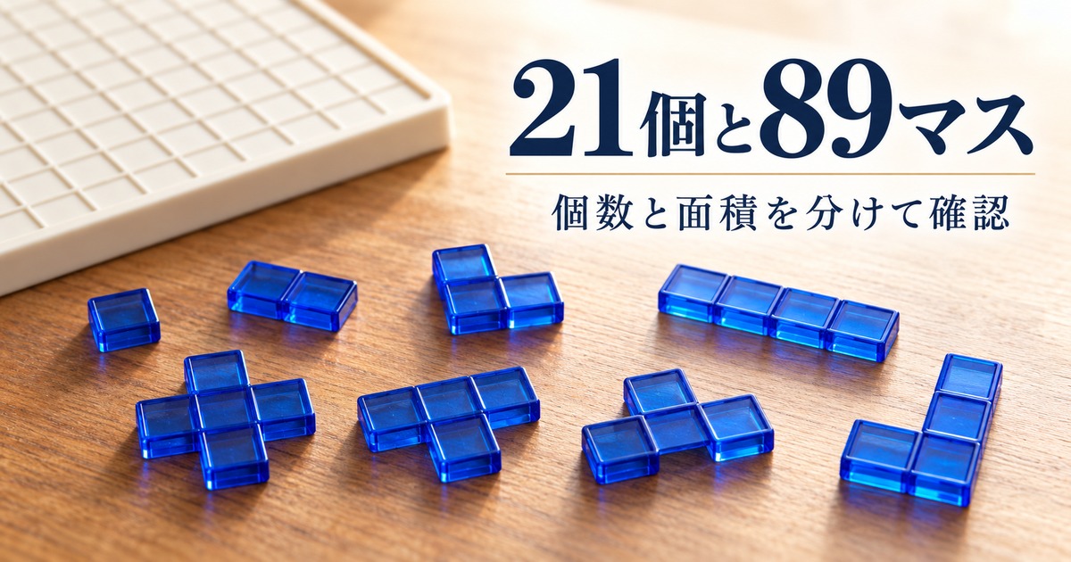 ブロックスのピースの個数と面積を分けて確認する準備のイメージ