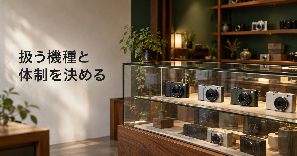 小型デジタルカメラの範囲を絞った専門店の売場イメージ