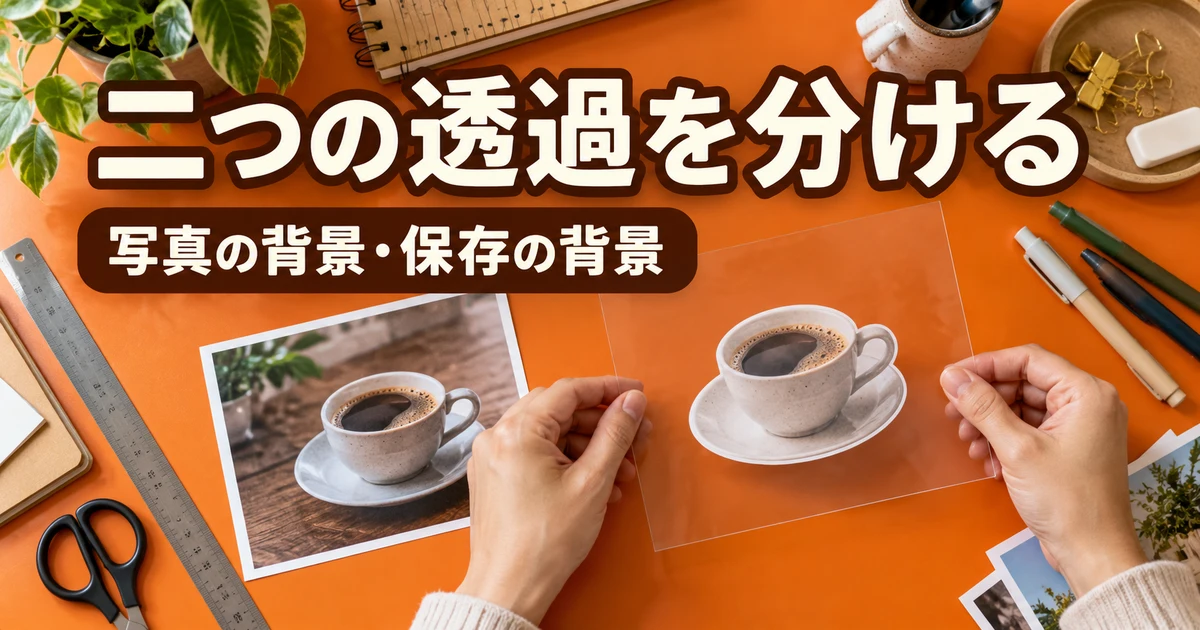 二つの透過を分ける(写真の背景・保存の背景)の説明用生成画像
