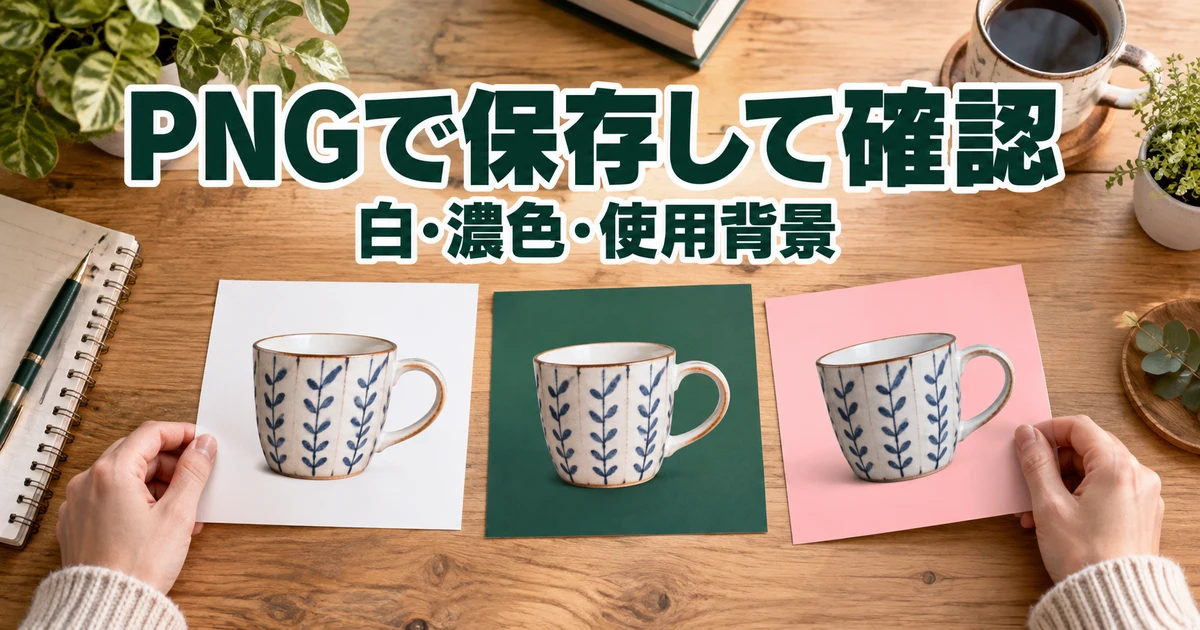 PNGで保存して確認(白・濃色・使用背景)の説明用生成画像
