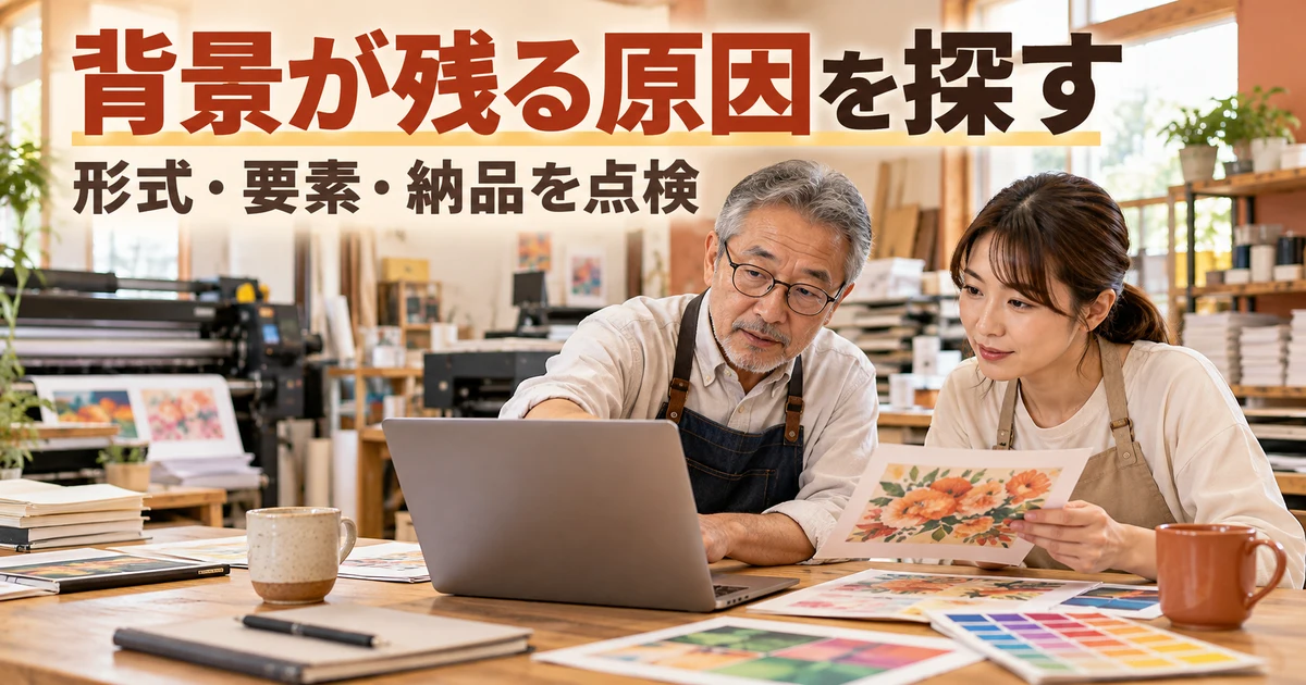背景が残る原因を探す(形式・要素・納品を点検)の説明用生成画像