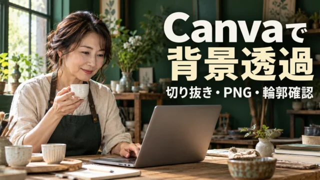 Canvaで背景透過（切り抜き・PNG・輪郭確認）の説明用生成画像