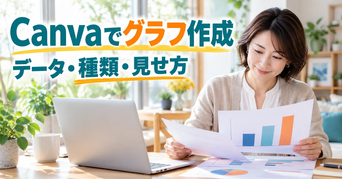 Canvaでグラフ作成（データ・種類・見せ方）の説明用生成画像
