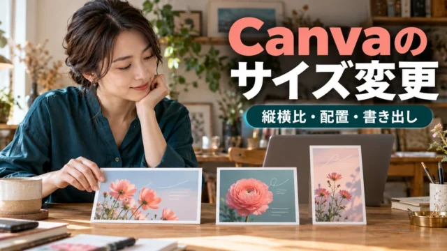 Canvaのサイズ変更（縦横比・配置・書き出し）の説明用生成画像