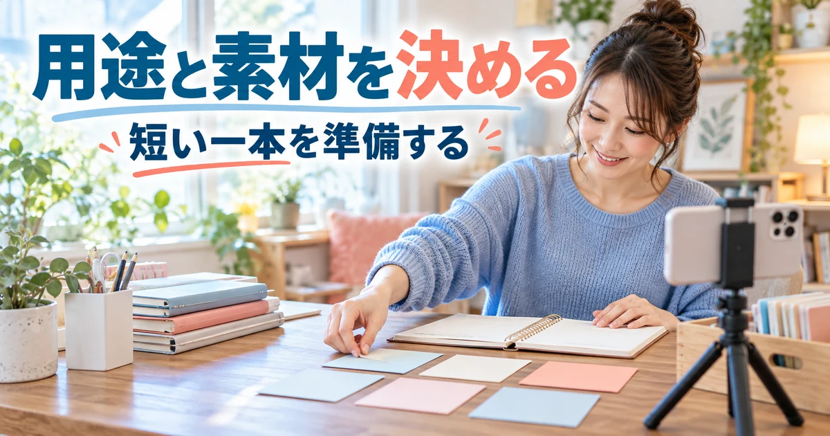 用途と素材を決める(短い一本を準備する)の説明用生成画像