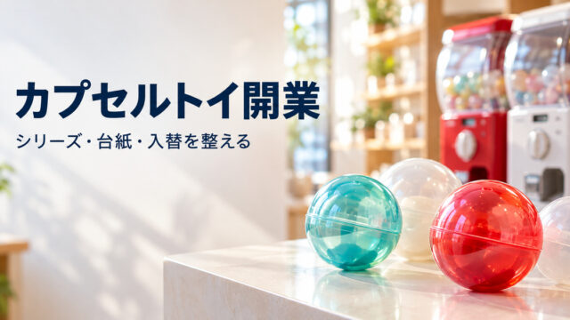 カプセルトイのシリーズと台紙と商品入替を考える開業準備の表紙