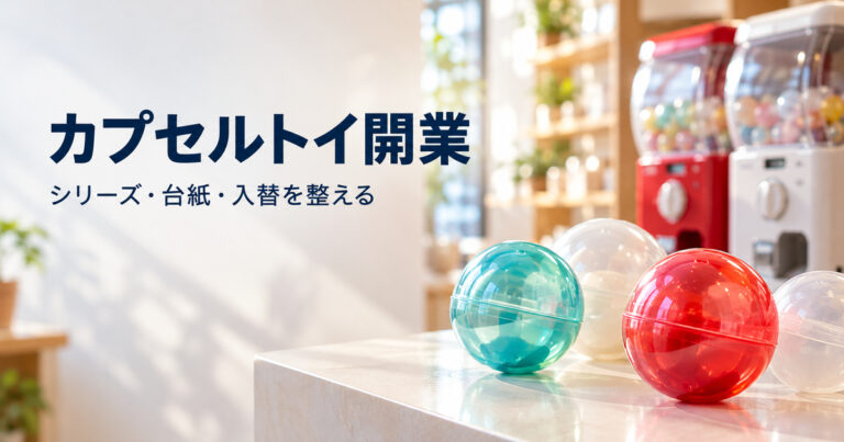 カプセルトイのシリーズと台紙と商品入替を考える開業準備の表紙
